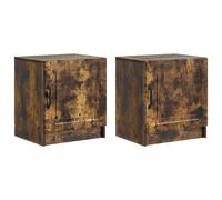 Bedside Cabinet 2pcs Smoked Oak 43x34.5x47cm Engineered Wood Nightstand Set of 2