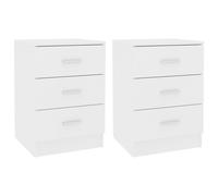 Bedside Cabinet 2pcs Smoked Oak Engineered Wood 38x35x56cm Compact 3 Drawers UK