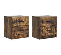 Bedside Cabinet 2pcs Smoked Oak Engineered Wood 43x34.5x44.5cm 4 Drawer Vintage