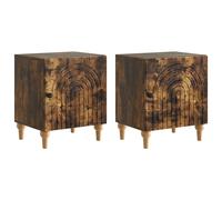 Bedside Cabinet 2pcs Smoked Oak Engineered Wood 43x34.5x50cm Modern Storage Unit