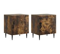 Bedside Cabinet 2pcs Smoked Oak Engineered Wood 43x34.5x50cm Vintage Chic Set UK