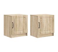 Bedside Cabinet 2pcs Sonoma Oak Engineered Wood 43x34.5x47cm Vintage Nightstand.