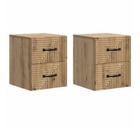Bedside Cabinet 2pcs Wall-Mounted Artisan Oak Engineered Wood Small 34.5x33x40cm