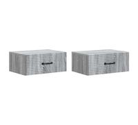 Bedside Cabinet 2pcs Wall-Mounted Grey Sonoma Engineered Wood 49x34.5x20cm Set