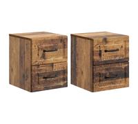 Bedside Cabinet 2pcs Wall-Mounted Old Wood 34.5x33x40cm Engineered Wood Drawers