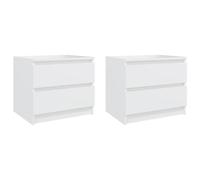 Bedside Cabinet 2pcs White 50x39x43.5cm Engineered Wood Nightstand 2-Drawer Slim