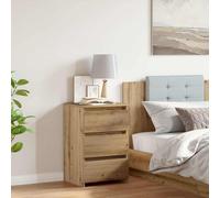 Bedside cabinet 3-drawer artisan oak 40x35x62.5cm engineered wood compact rustic
