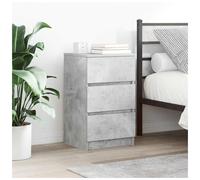 Bedside Cabinet 3-Drawer Concrete Grey Engineered Wood 39x35x65 cm Compact Slim