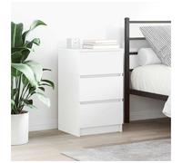 Bedside Cabinet 3-Drawer White Engineered Wood 39x35x65 cm Compact Nightstand EU