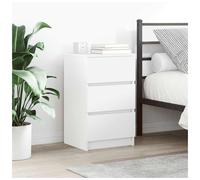 Bedside Cabinet 3-Drawer White Engineered Wood 39x35x65 cm Elegant Nightstand XS