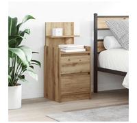 Bedside cabinet 38x34x80cm Artisan Oak Engineered Wood 2-Drawer Nightstand Slim