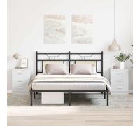 Bedside cabinet 38x35x56 cm White engineered wood 3-drawer bedside table compact