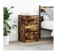 Bedside Cabinet 39x35x65cm Smoked Oak Engineered Wood 3 Drawers Nightstand Slim