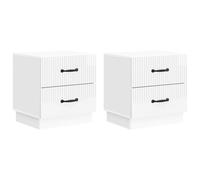vidaXL Bedside Cabinet 2 pcs High Gloss White 43 x 34.5 x 44.5 cm