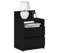 Bedside cabinet 40 x 33 x 60 cm Black Engineered Wood 2-Drawer Open Shelf Modern