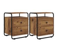 Bedside cabinet 40 x 36.5 x 50 cm Old wood Engineered wood Steel frame 2-drawer