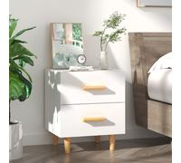 Bedside cabinet 40x35x47.5cm White engineered wood with solid eucalyptus legs .