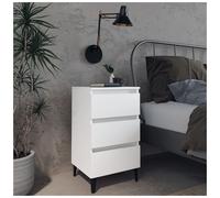 Bedside Cabinet 40x35x69 cm White Engineered Wood 3-Drawer Rustic Nightstand NEW