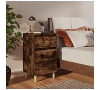 Bedside Cabinet 40x35x69cm Smoked Oak Engineered Wood 3 Drawers Rustic Cozy Home