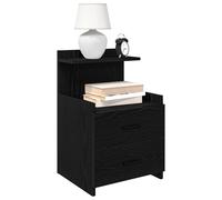 Bedside cabinet 40x36.5x62cm Black Engineered Wood 2 Drawers Open Shelf ModernUK