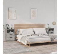 Bedside Cabinet 40x36x65cm Smoked Oak Engineered Wood 2-Drawer 1-Compartment New