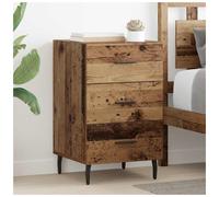 Bedside cabinet 40x40x66cm Old Wood Engineered Wood 3 Drawer Rustic Matte black