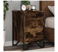 Bedside Cabinet 40x41x60cm Smoked Oak Engineered Wood Metal Legs 3-Drawer Slim