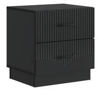 Bedside cabinet 43x34.5x44.5cm Black Engineered Wood 2 Drawer Vintage Modern Top