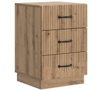 Bedside Cabinet 43x41x63.5cm Artisan Oak Engineered Wood 3 Drawer Vintage Retro