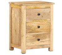 Bedside cabinet 45x35x60 cm Solid mango wood 3-drawer Rustic nightstand handmade