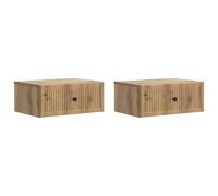 Bedside Cabinet 49x34.5x20cm Artisan Oak Engineered Wood 2-Drawer Nightstand Set