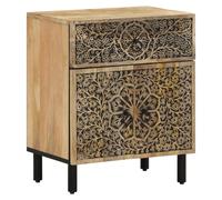 Bedside cabinet 50x33x60 cm Natural mango wood & iron legs Hand-carved RetroArt