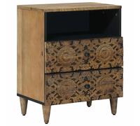 Bedside Cabinet 50x33x60cm Brown Solid Mango Wood Eco 2 Drawer Rustic Nightstand