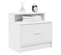 Bedside cabinet 51x31x47cm White engineered wood 1 drawer open shelf compact UK