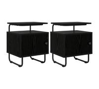 Bedside Cabinet Ample Storage 40 x 36.5 x 50 cm Black Engineered Wood Set of 2