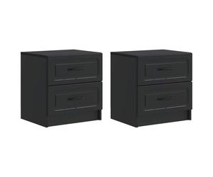Bedside Cabinet Ample Storage 43 x 34.5 x 44.5 cm Black Engineered Wood Set of 2