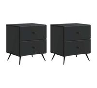Bedside Cabinet Ample Storage 43 x 34.5 x 47.5 cm Black Engineered Wood Set of 2