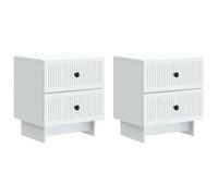 Bedside Cabinet Ample Storage 43 x 34.5 x 47.5 cm White Engineered Wood Set of 2