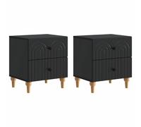 Bedside Cabinet Ample Storage 43 x 34.5 x 48 cm Black Engineered Wood Set of 2