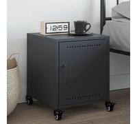 Bedside cabinet Anthracite 36x39x43.5 cm Cold-rolled Steel 1-door on Wheels Mini