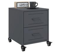 Bedside Cabinet Anthracite 36x39x43.5cm Cold-Rolled Steel 2 Drawers Wheels Slim