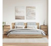 Bedside Cabinet Artisan Oak 3 Drawers Engineered Wood 40x35x62.5cm Rustic Handy