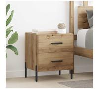 Bedside Cabinet Artisan Oak 40x35x47.5cm Engineered Wood 2-Drawer Black Legs New