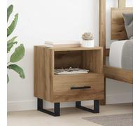 Bedside Cabinet Artisan Oak 40x35x47.5cm Engineered Wood One Drawer Metal Legs.