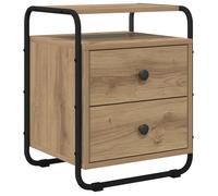 Bedside cabinet Artisan oak 40x36.5x50cm Engineered wood Black knobs Steel legs