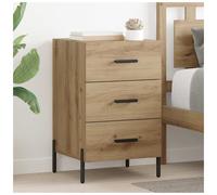 Bedside cabinet Artisan oak 40x40x66cm Engineered wood 2-drawer Rustic Cozy