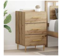 Bedside cabinet Artisan oak 40x40x66cm Engineered wood 3-drawer Rustic storage.