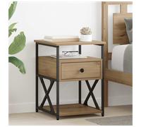 Bedside Cabinet Artisan Oak 40x42x55cm Engineered Wood 1 Drawer 2 Shelves Urban