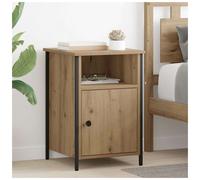 Bedside Cabinet Artisan Oak 40x42x60cm Engineered Wood Rustic Shelf Steel Legs.