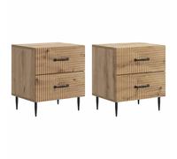 Bedside Cabinet Artisan Oak 43x34.5x47.5cm Engineered Wood 4 Drawer 2pcs Vintage